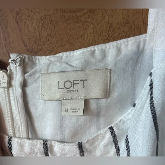 LOFT Black and White Striped Jumpsuit - Picture 4 of 4